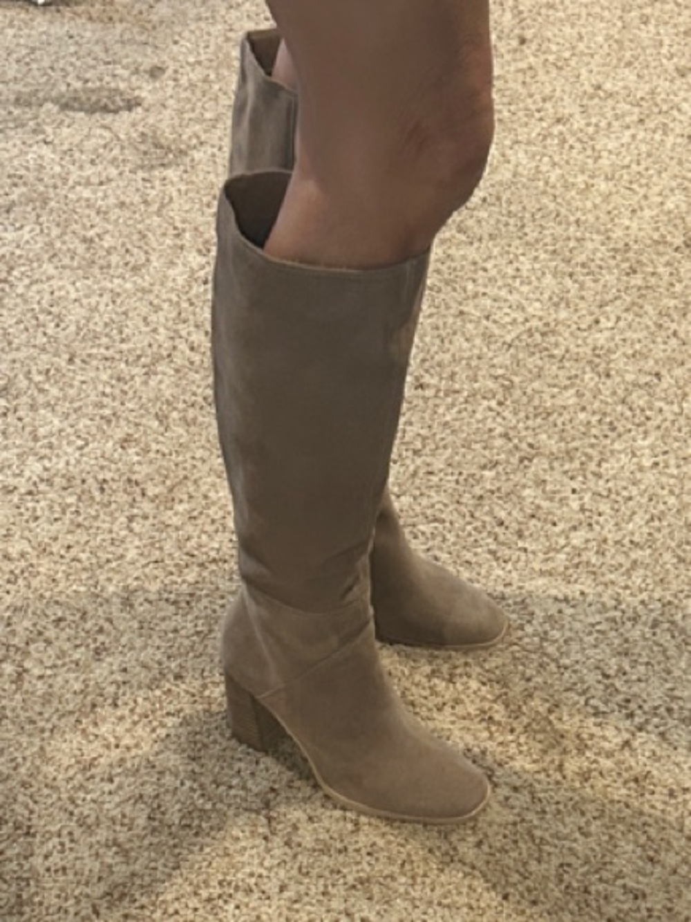 Dolce Vita Taupe Knee-High Suede Block Heel Boots